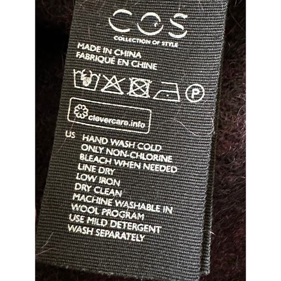 COS Knitted Mohair-Wool Blend Sweater Dress - XS dark burgundy black fuzzy tunic - Picture 10 of 14